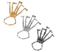 JewelryWe Halloween Skeleton Hand Bracelet: Men Women Silver Punk Skull Ghost Claw Gothic Hand Bangle Metal Cosplay Wristband Decor Jewelry