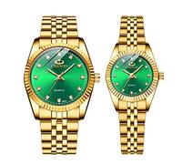 JewelryWe His and Hers Couple Watches Set Business Men Women Matching Watch Gold Pair Quartz Wristwatch, for Anniversary, Wedding, Valentine