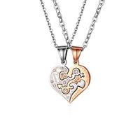 JewelryWe His and Hers Matching Set Love Eternal Half Heart Pendant with Male Female Symbol Puzzle Couples Necklaces