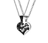 JewelryWe His and Hers Matching Set Love Eternal Half Heart Pendant with Male Female Symbol Puzzle Couples Necklaces