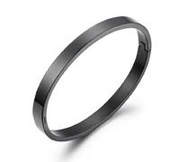 JewelryWe His or Hers Matching Set Couple Lovers Black IP Stainless Steel Bracelets Bangles (Women's Bangle)