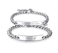 JewelryWe Ideal Gift for His & Hers Matching Set Bracelet After All This Time Always Engraved Stainless Steel Couple Bracelets