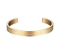 JewelryWe Islamic Cuff Bracelet - Stainless Steel Ayatul Kursi Arabic Calligraphy Design Gold Muslim Jewelry for Men Women Islam Eid Ramadan New Year Gifts