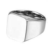 JewelryWe Jewellery Biker Ring Stainless Steel Men's Ring, Personalised Shiny Polished Signet Ring, Square Band Rings with Engraving for Men, Silver/Gold/Black, Size 52 to 78, Stainless Steel