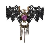 JewelryWe Jewelry 3 PCS Choker Collar Necklace Set Black Stretch Velvet Classic Gothic Tassels Tattoo Lace Choker Necklaces Chains for Ladies Girls