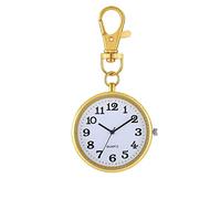 JewelryWe Key Chain Watch Novelty Key Ring Watch Vintage Gold/Silver Quartz Pocket Watch FOB Clip-on Watch, for Men Women