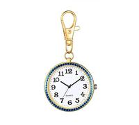 JewelryWe Key Chain Watch Rhinestone Quartz Pocket Watch FOB Clip-on Belt Novelty Key Ring Watches for Men Women