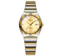 JewelryWe Ladies Watches Business Quartz: Women Quartz Analog His and Hers Stainless Steel Band Luminous Hands Date Function Diamond Indices Waterproof Wristwatches