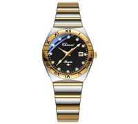 JewelryWe Ladies Watches Business Quartz: Women Quartz Analog His and Hers Stainless Steel Band Luminous Hands Date Function Diamond Indices Waterproof Wristwatches