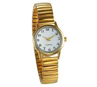 JewelryWe Ladies Watches Stretch Band: Quartz Watch Large Arabic Numeral Dial Stainless Steel Elastic Band Easy Read Analog Wristwatch