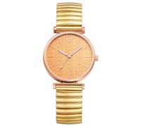 JewelryWe Ladies Watches Stretch Band: Women’s Simple Easy to Reader Gold Analog Quartz Solid Stainless Steel Elastic Strap Wristwatch