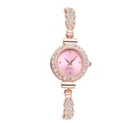 JewelryWe Ladies Wrist Watch Girls Elegant Diamond Stress Wrist Watch, Silver/Golden/Rose, Valentine's Day, Christmas, Mother's Day Gift, Rhinestone - Pink/Rose Gold, Glamour