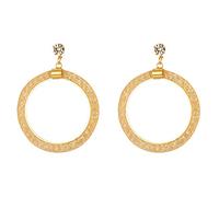 JewelryWe Large Hoop Earrings Fashion Hollow Mesh Hoops with Rhinestone Stud Earrings Dangle Earrings for Women Girls,Color Gold