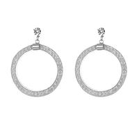 JewelryWe Large Hoop Earrings Fashion Hollow Mesh Hoops with Rhinestone Stud Earrings Dangle Earrings for Women Girls,Color Silver