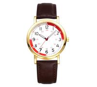 JewelryWe Leather Pulse Calculation Watch - Round 24H Quartz Analog Dial Wristwatch Casual Stylish Watches for Women