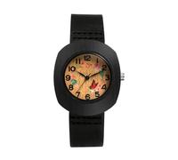 JewelryWe Leather Watch for Women: Vintage Arabic Numeral Floral Tonneau Dial Watches Adjustable Strap Quartz Analog Wristwatch