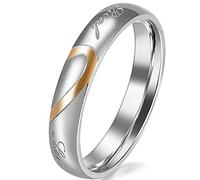 JewelryWe Lover's Heart Shape Stainless Steel Ladies Promise Ring Real Love Engagement Wedding Bands (Ladies' Size N)