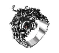 JewelryWe Medusa Gothic Vintage Ring: Men Women Punk Stainless Steel Ancient Greek Myth Jewelry Gorgon Retro Snake Rings Gift