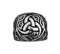 JewelryWe Men Celtic Viking Ring: Norse Rune Amulet Stainless Steel 3D Patterns Vintage Silver Band for Father Son Friends Size 7-13