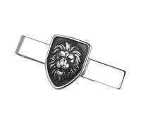 JewelryWe Men Lion Tie Clip : Business Stainless Steel 3D Cast Cuff Tie Bar Formal Accessory Vintage Aged Silver Majestic Executive