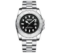 JewelryWe Men Luminous Analog Watch: 3 ATM Waterproof Stainless Steel Quartz Chronograph Movement Date Calendar Dial Rotatable Bezel Wrist Watch