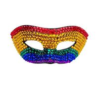 JewelryWe Men Rainbow Rhinestone Masquerade Mask Carnival
