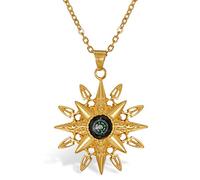 JewelryWe Men Retro Religious Faith Sun God Apollo Compass Pendant Stainless SteelNecklace