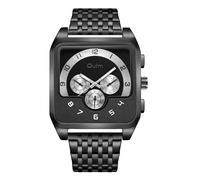 JewelryWe Men Square Luminous Watch: Big Face Analog Quartz Movement Night Glow Casual Business Stainless Steel Band Large Dial Wristwatch