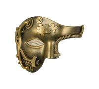 JewelryWe Men Steampunk Gear Masquerade Mask Gold Vintage
