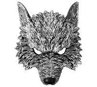 JewelryWe Men Wolf Cosplay Mask: Silver Steampunk Werewolf 3D Scary Half Face Costume Party Halloween Masquerade 3D Mask