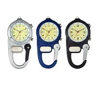 JewelryWe Men Women Clip-on Quartz Watch Backpack Fob Belt Watch Luminous Mini Microlight Pocket Watch for Rock Climbing Doctors Nurses Outdoor Activities