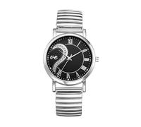 JewelryWe Men Women Couple Watch: His and Her Pairs Diamond Love Heart Wristwatch Roman Numerals Quartz Analog Elastic Band Valentine's Day Watch for Lovers Wedding Romantic