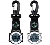 JewelryWe Men Women Digital Clip Mini Microlight Watch Backpack Buckle Belt Fob Watch for Rock Climbing Doctors Nurses Chefs, 2 pieces