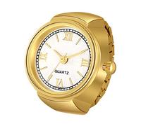 JewelryWe Men Women Finger Watch Stretchy Band Elastic Round Simple Dial Quartz Ring Watches