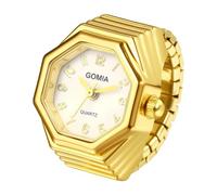 JewelryWe Men Women Finger Watch - Stretchy Elastic Band Octagon Dial Quartz Analog Novelty Ring Watches