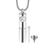 JewelryWe Men Women Necklace,Constellations Pendant Capsule Openable Pill Holder Waterproof Om Hands Padme Hum with Filling Kit, Stainless Steel