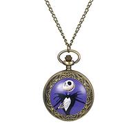 JewelryWe Men Women Pocket Watch with Chain Vintage Skull Pattern Pendant Watch Necklace