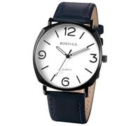 JewelryWe Men's Analog Quartz Watch: Simple Brown Soft PU Strap Arabic Numerals White Dial Round Cut Edge Case Men's Jewelry Watch