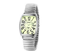 JewelryWe Mens Big Dial Easy Reader Quartz Watch, Gold/Silver Tone Elastic Band Wristwatch, for Xmas
