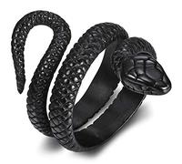 JewelryWe Mens Biker Snake Ring Vintage Gothic Snake Charm Statement Rings Band,Black(9)