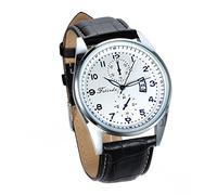 JewelryWe Men's Classic Analog Display Quartz Wrist Watch with Black Leather Strap
