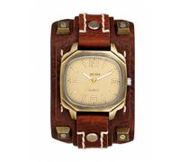 JewelryWe Mens Leather Watch Square Cuff Analogue Quartz Steampunk Casual | Alloy Case, Wide Band, Roman Numerals, Concerts, Festivals, Themed Parties, Weekend Outfits, Biker Styling, Weekday Wear