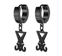 JewelryWe Mens Lucifer Sigil Earrings: Seal of Satan Satanic Symbol Earring - Religious Jewellery Gifts for Husband Boyfriend Lover