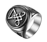 JewelryWe Men's Lucifer Sigil Ring: Satanic Hypoallergenic Stainless Steel Baphomet Devil Amulet Talisman Signet Rings Jewelry Gift