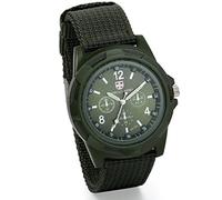JewelryWe Mens Military Army Pilot Aviator Style Outdoor Sports Watch Fabric Canvas Strap Wristwatch (ArmyGreen Dial)