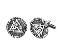 JewelryWe Men's Nordic Viking Cufflinks: Vintage Stainless Steel Nordic Viking Odin Wolves Compass Triangle Rune Cuff Links
