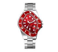JewelryWe Men's Quartz Analogue Watch 30 m Waterproof Business Casual Watch with Stainless Steel Strap and Luminous Hands for Men Silver, Red silver, Bracelet