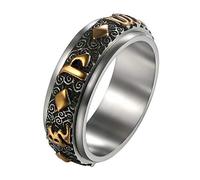 JewelryWe Men's Spinner Ring, Vintage Stainless Steel The Six Syllable Mantra Om Mani Padme Hum Spinner Rings Band