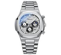 JewelryWe Men's Square Wrist Watch: Quartz Analog Rhombus Case Multifunctional Chronograph Luminous Indices Stopwatch Detachable Stainless Steel Band Tank Watch