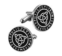 JewelryWe Men's Viking Metal Cufflinks: Celtic Knot Nordic Rune Round Cufflink Tuxedo Formal Cuff Link for Business Wedding